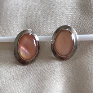 Sterling silver earings- pink stone